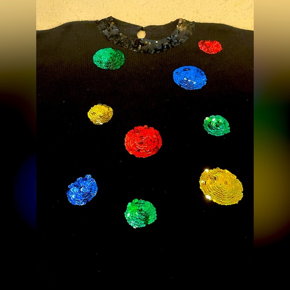 Karen Scott Christmas sweater/size 1X women’s Plus size/black/vibrant/sequined - Picture 7 of 8